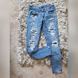 Women's AE destroyed Super Low Jeggings